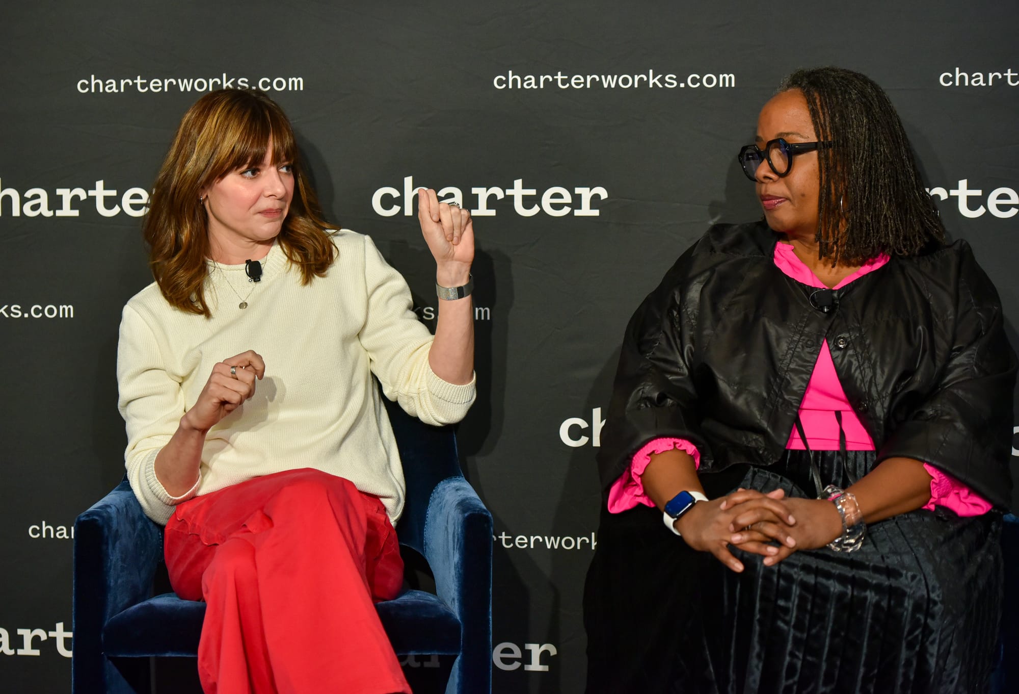 Amanda Litman speaking at Charter event